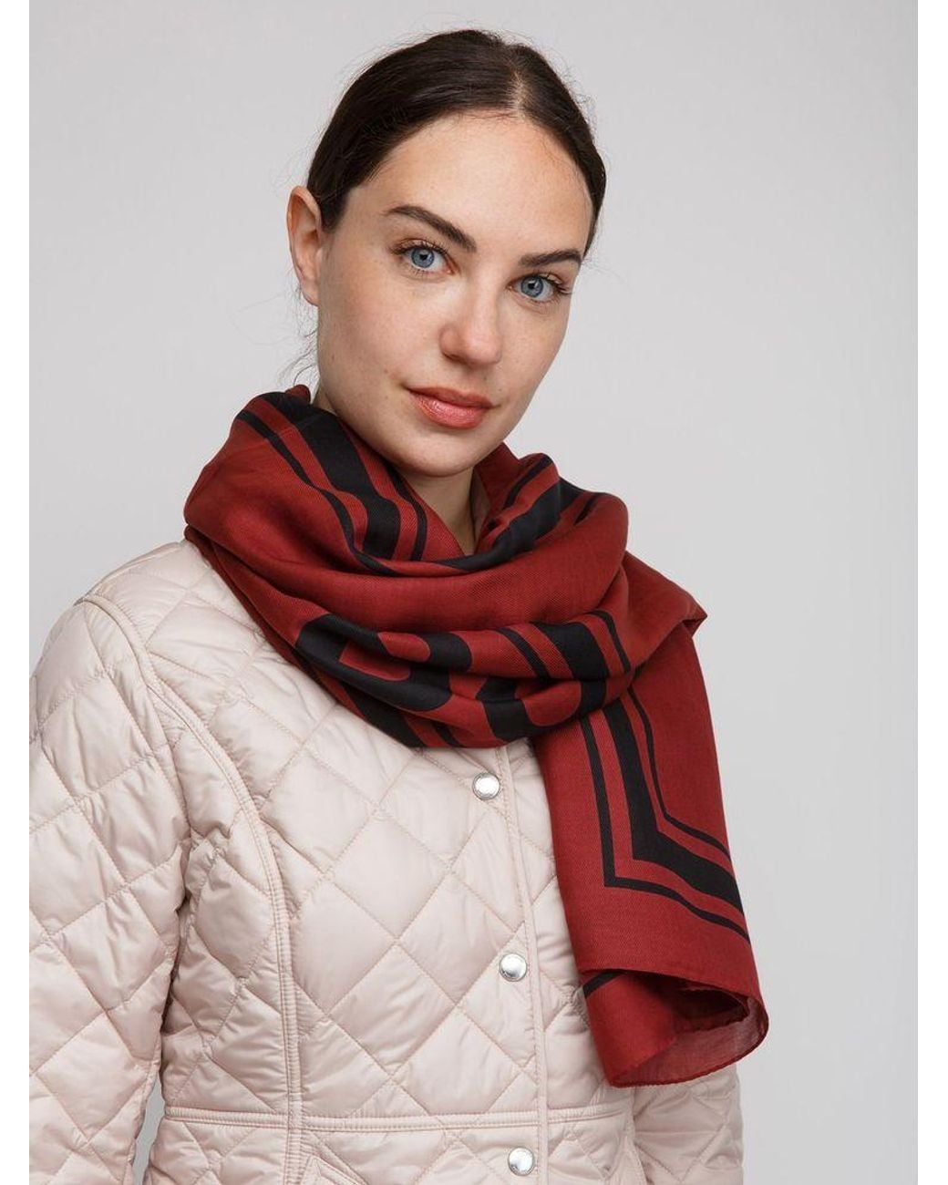 Burberry Red Scarf Cotton Scarfs