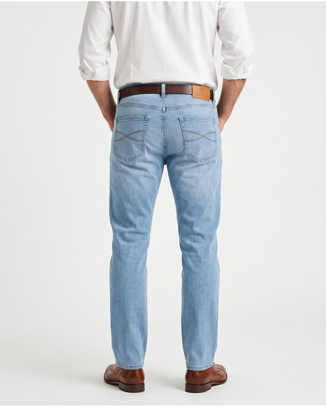 Brunello Cucinelli Blue Light Denim Trousers for men