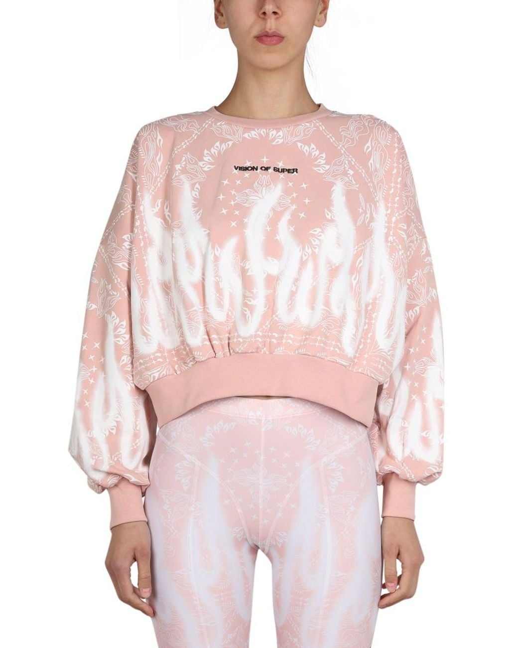 Vision Of Super Pink Paisley Pattern Sweatshirt Cotton Sweatshirts