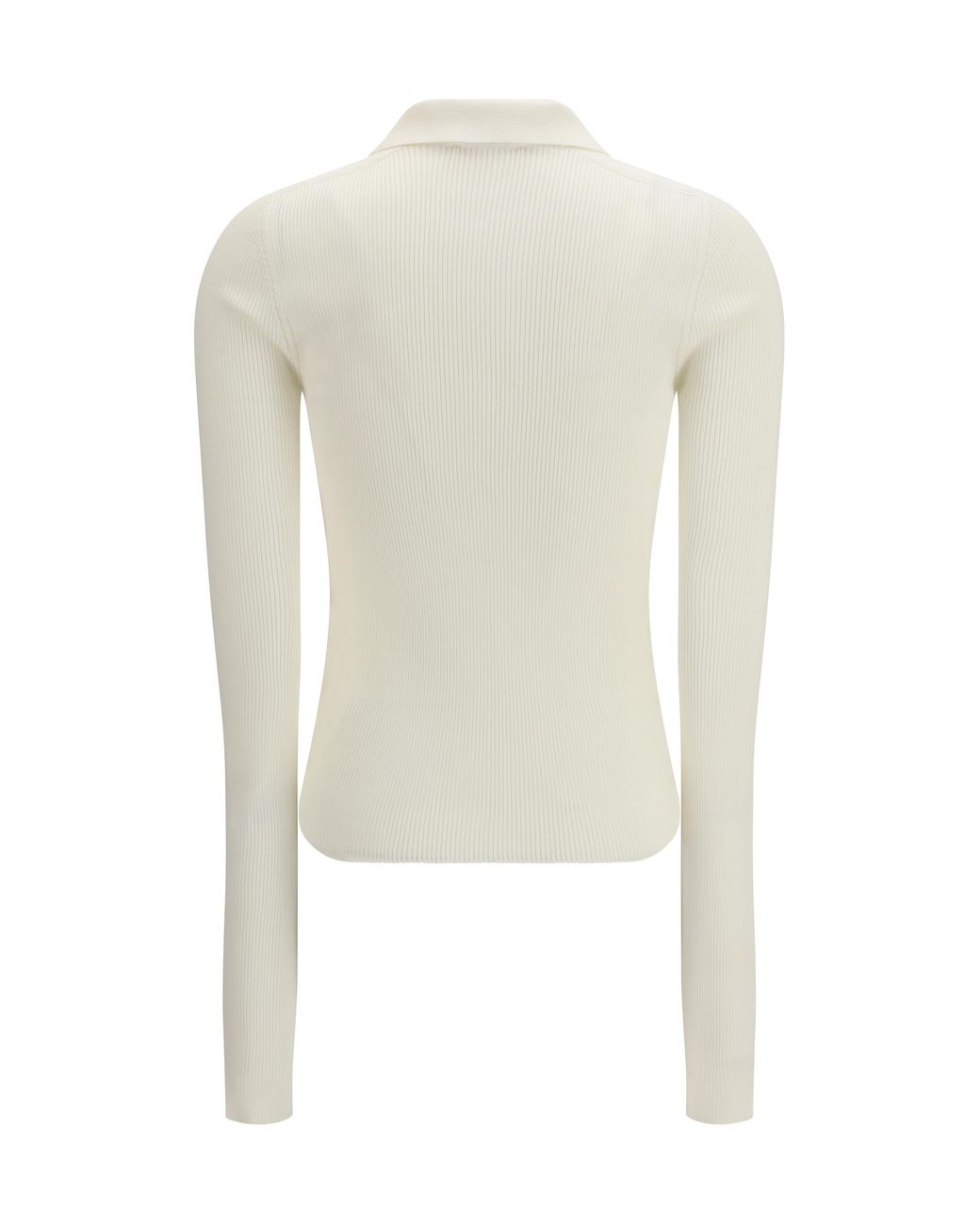 Rier White Long-Sleeve Silk Polo Shirts