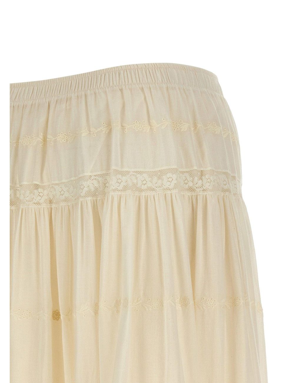 Ermanno Scervino Natural Lace-Insert Cotton Skirt