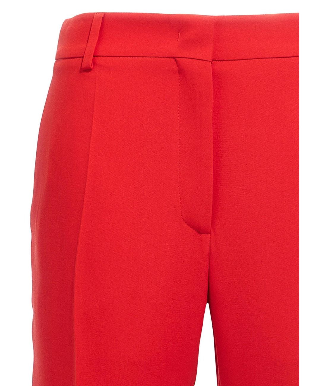 Valentino Garavani Silk Cady Trousers in Red | Lyst