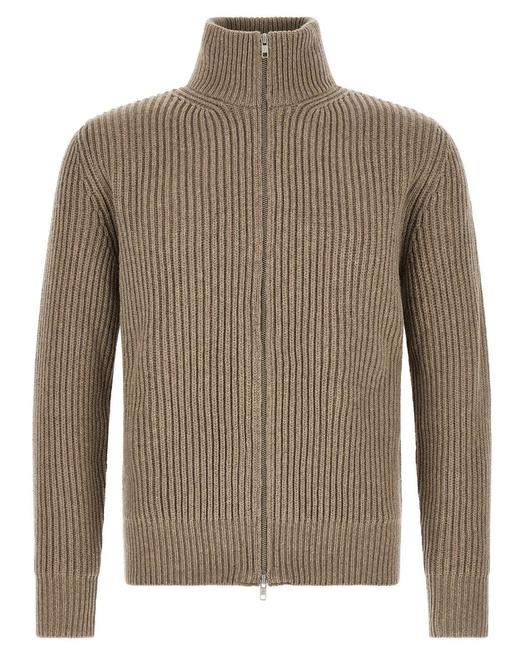 MM6 by Maison Margiela Brown Ribbed Wool Blend Jacket