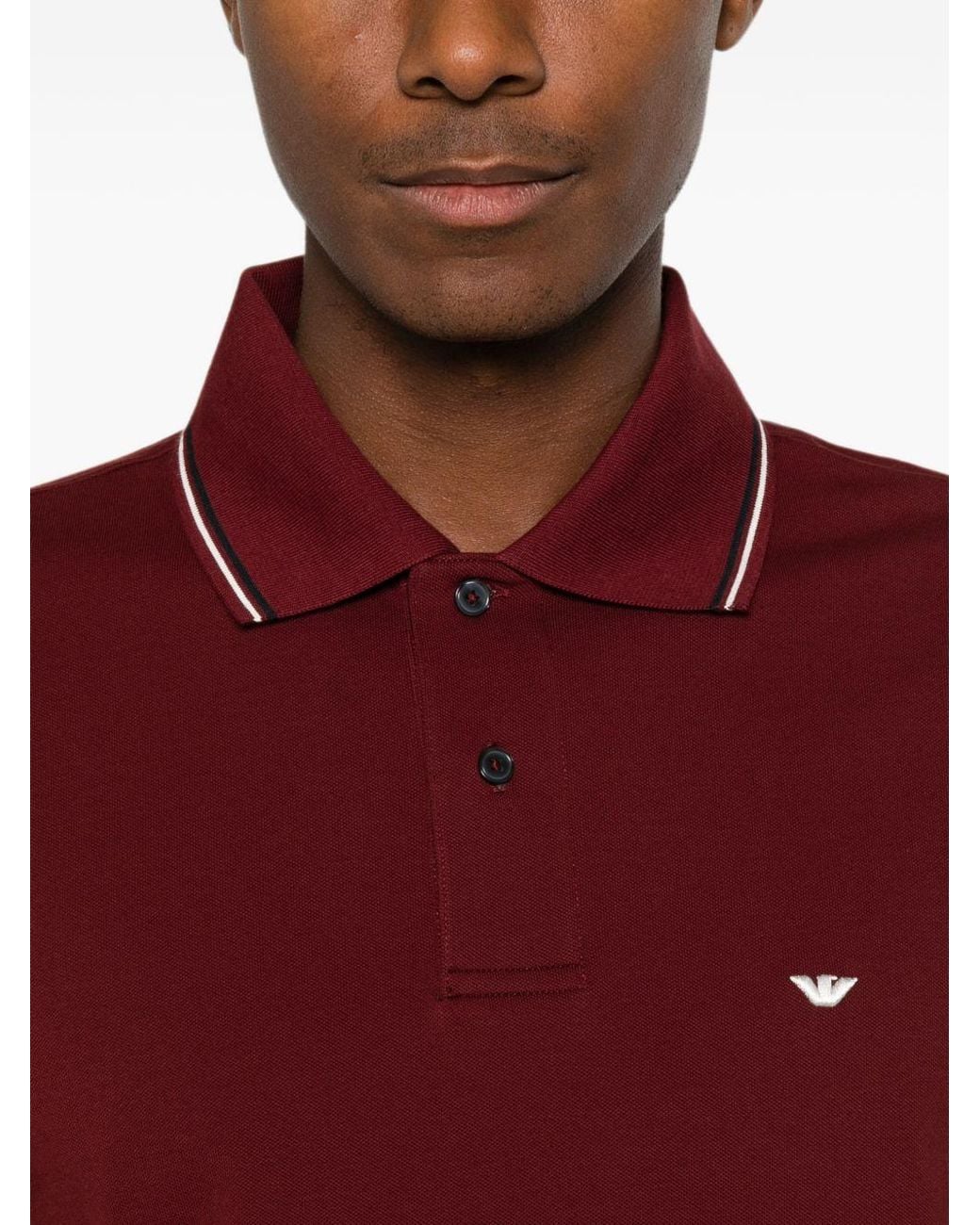 Emporio Armani Red Logo Cotton Polo for men