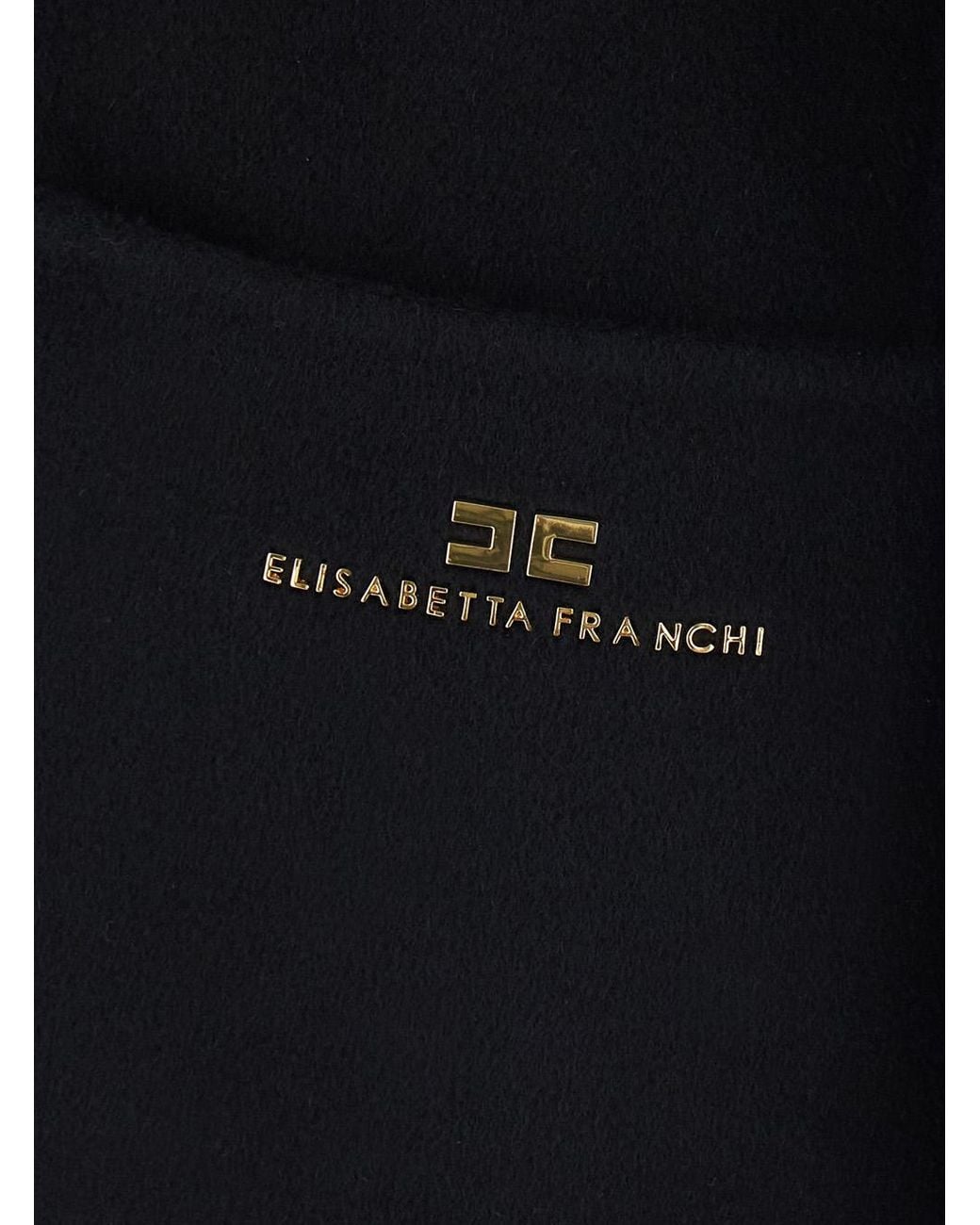 Elisabetta Franchi Black Belted Coat Tech Fabric Polyester