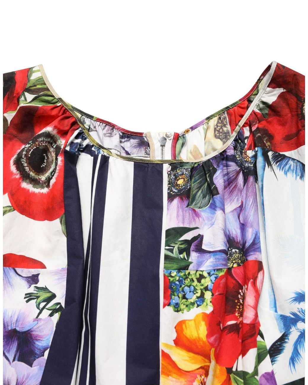 Dolce & Gabbana Blue Patchwork Cotton Poplin Mini Dress