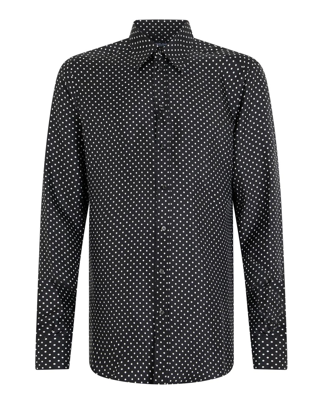 Dolce & Gabbana Black Shirt Silk Twill, Polka Dot for men