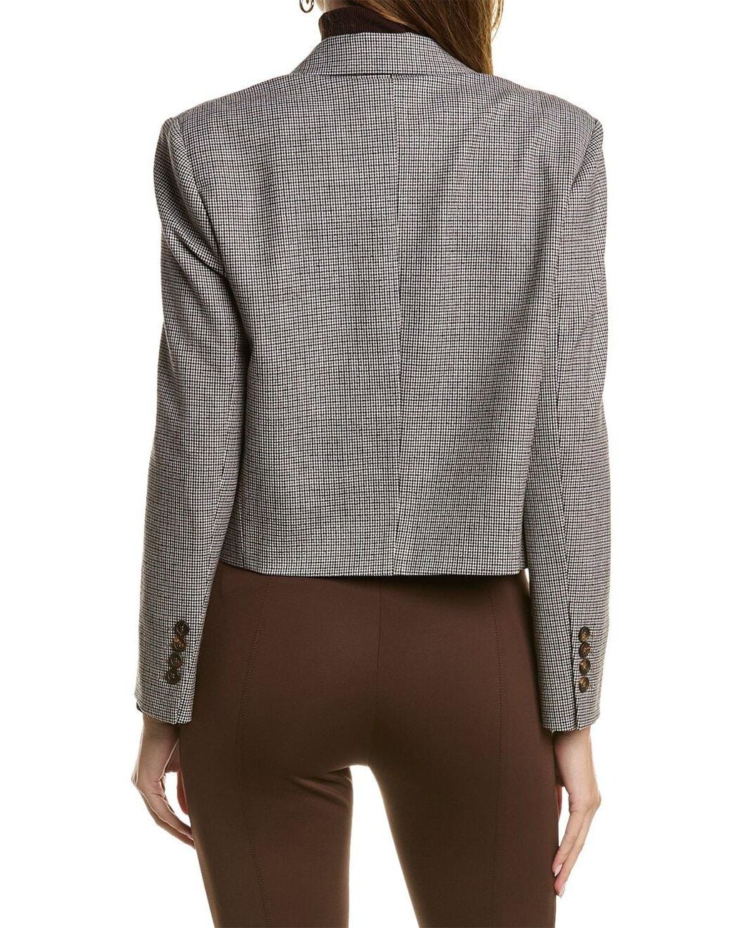 Brunello Cucinelli Gray Cream Wool Cropped Blazer Clothing
