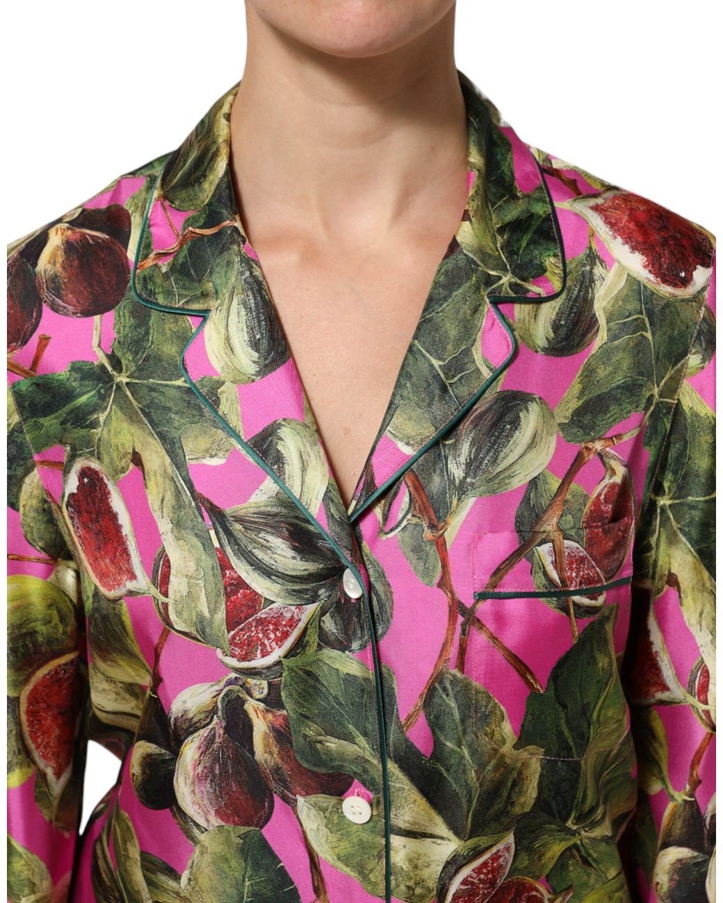 Dolce & Gabbana Red Hot Fig Printed Silk Shirt Blouse Top