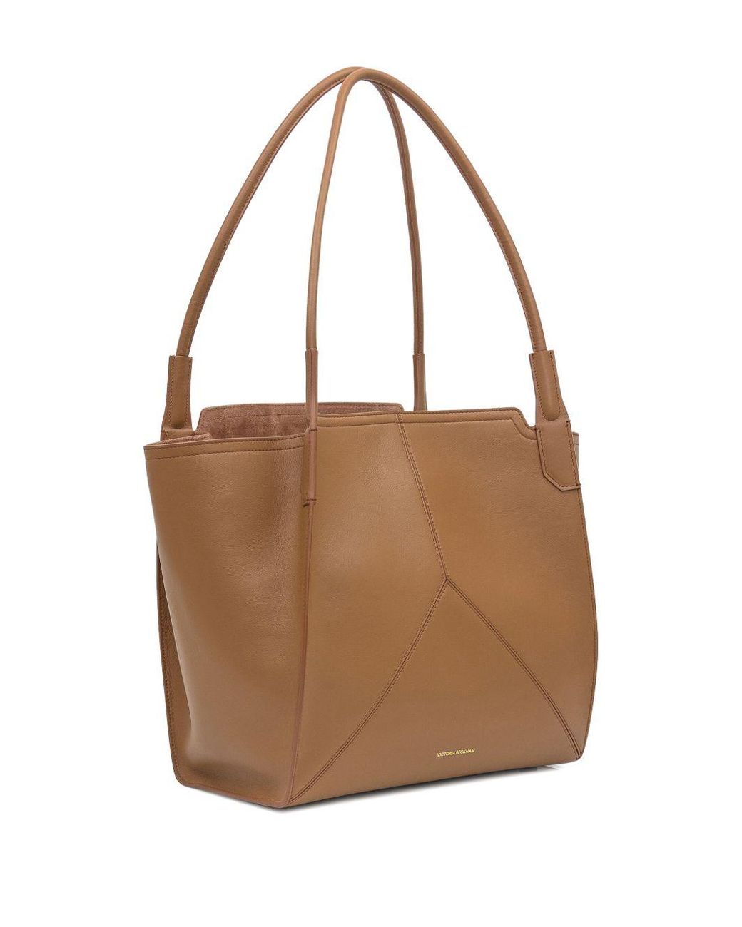 Victoria Beckham Brown Victoria Dark Tan Cmooth Calf Leather Unstructured Tote Bag With V-Stitching