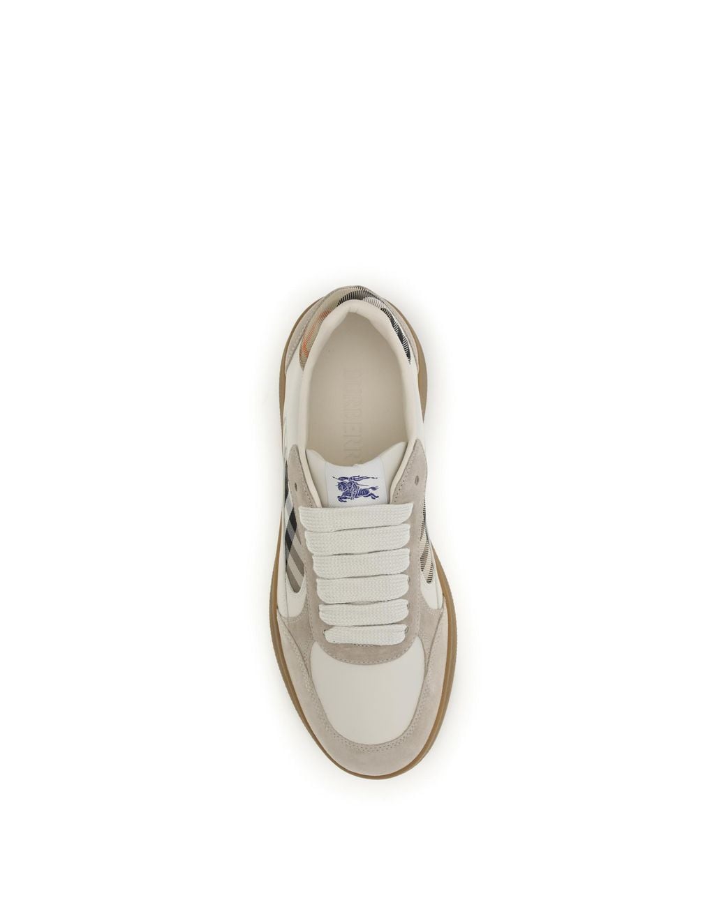 Burberry White Sneakers Terrace Leather Check Trainers for men