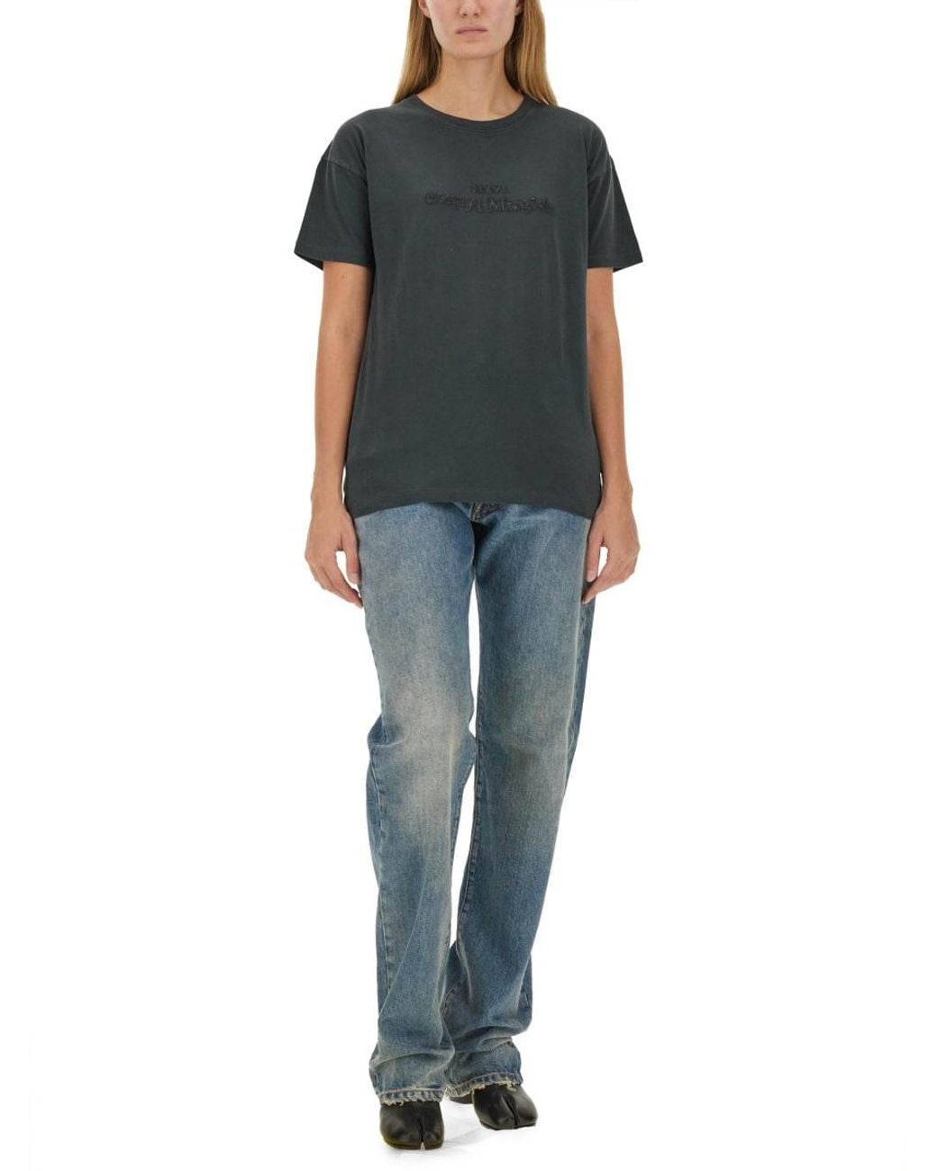 Maison Margiela Green T-Shirt With Logo Cotton T-Shirts