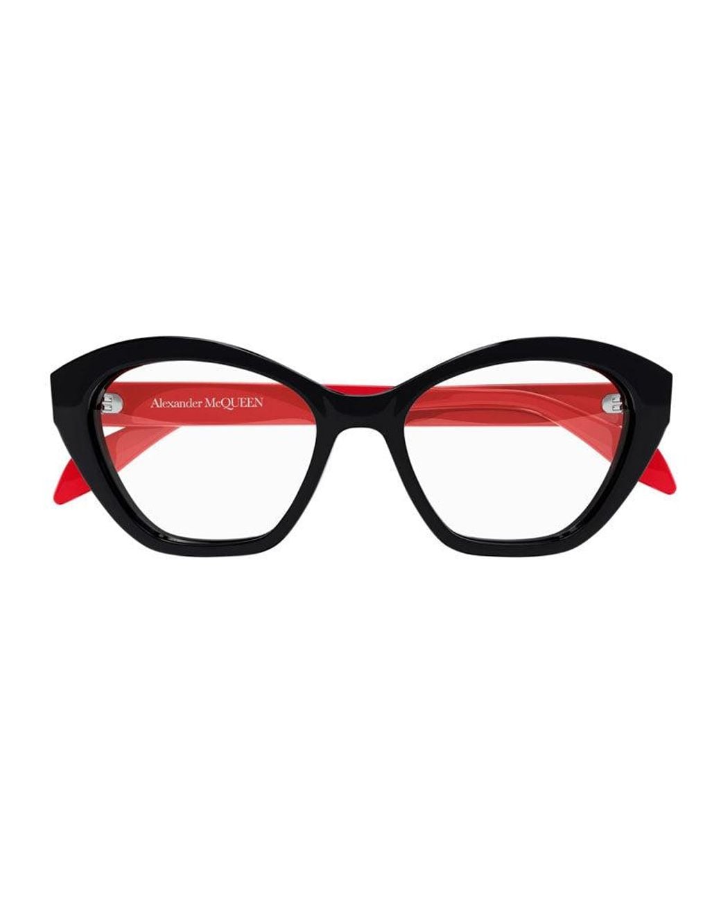 McQueen Red Eyeglasses Cat Eye Full Rim, Shiny- Frame And Clear Demo Lens Am0360O003 Sunglasses