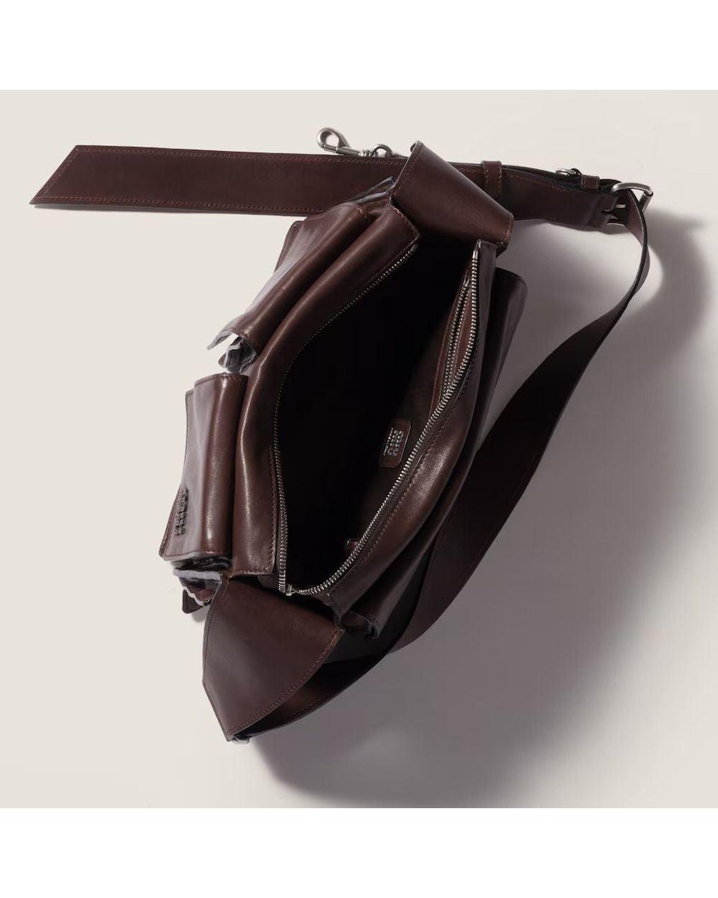 Miu Miu Brown Miu Miu Structured Leather Compartments Belt Bag