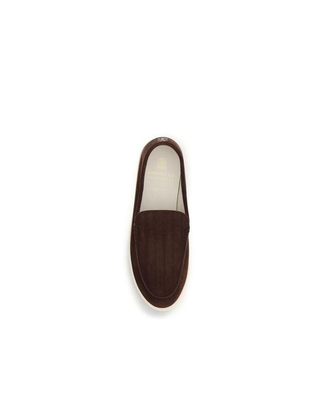 Brunello Cucinelli Brown Calf Leather Bos Taurus Slip-On Loafers for men