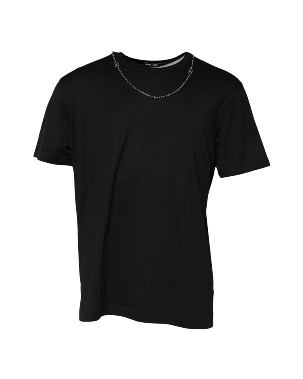Dolce & Gabbana Black Chain Necklace Cotton Crewneck T-Shirt for men