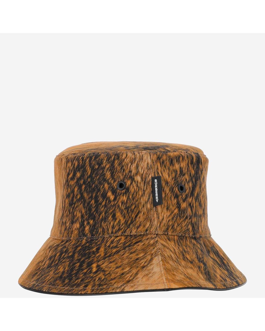 Burberry Brown Bucket Hat Fur Print Cotton