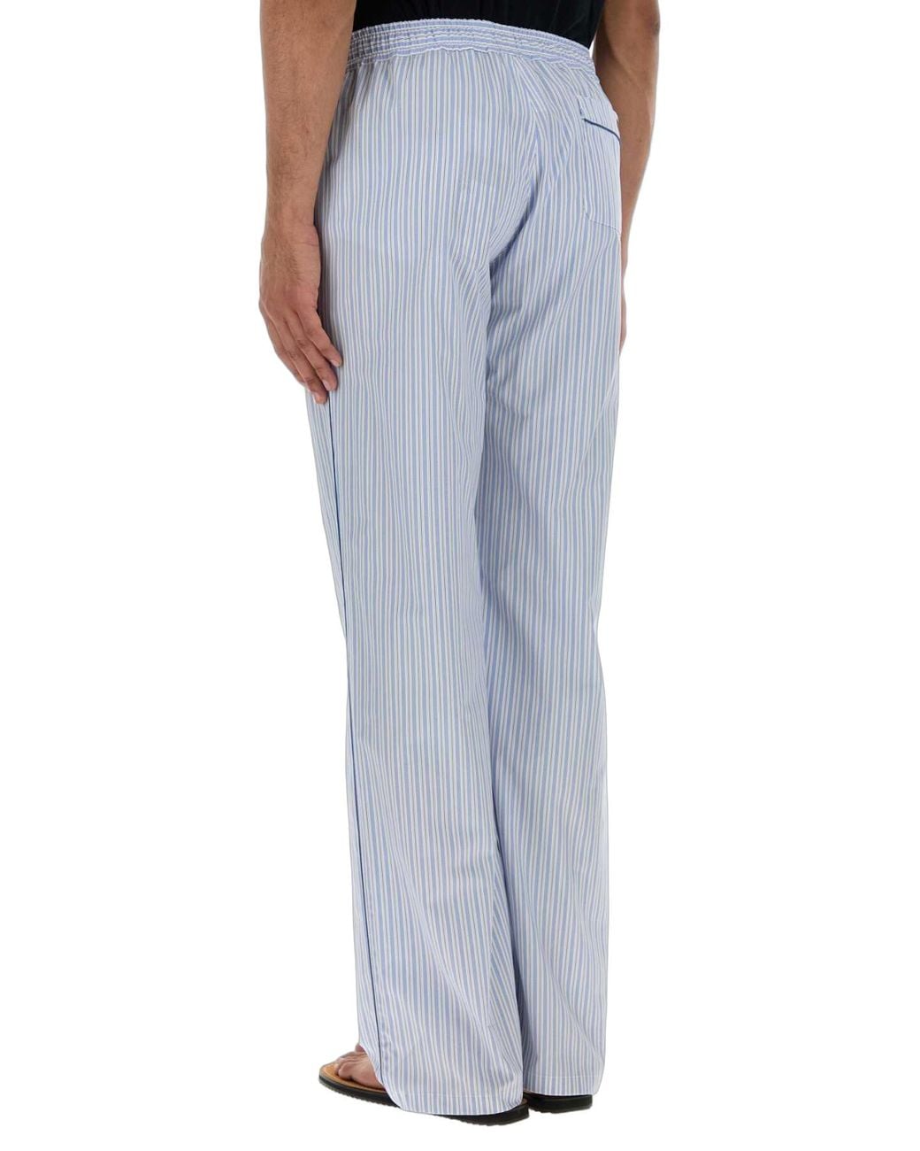 Dolce & Gabbana Blue Dolce & Gabbana Cotton-Silk Striped Trousers for men