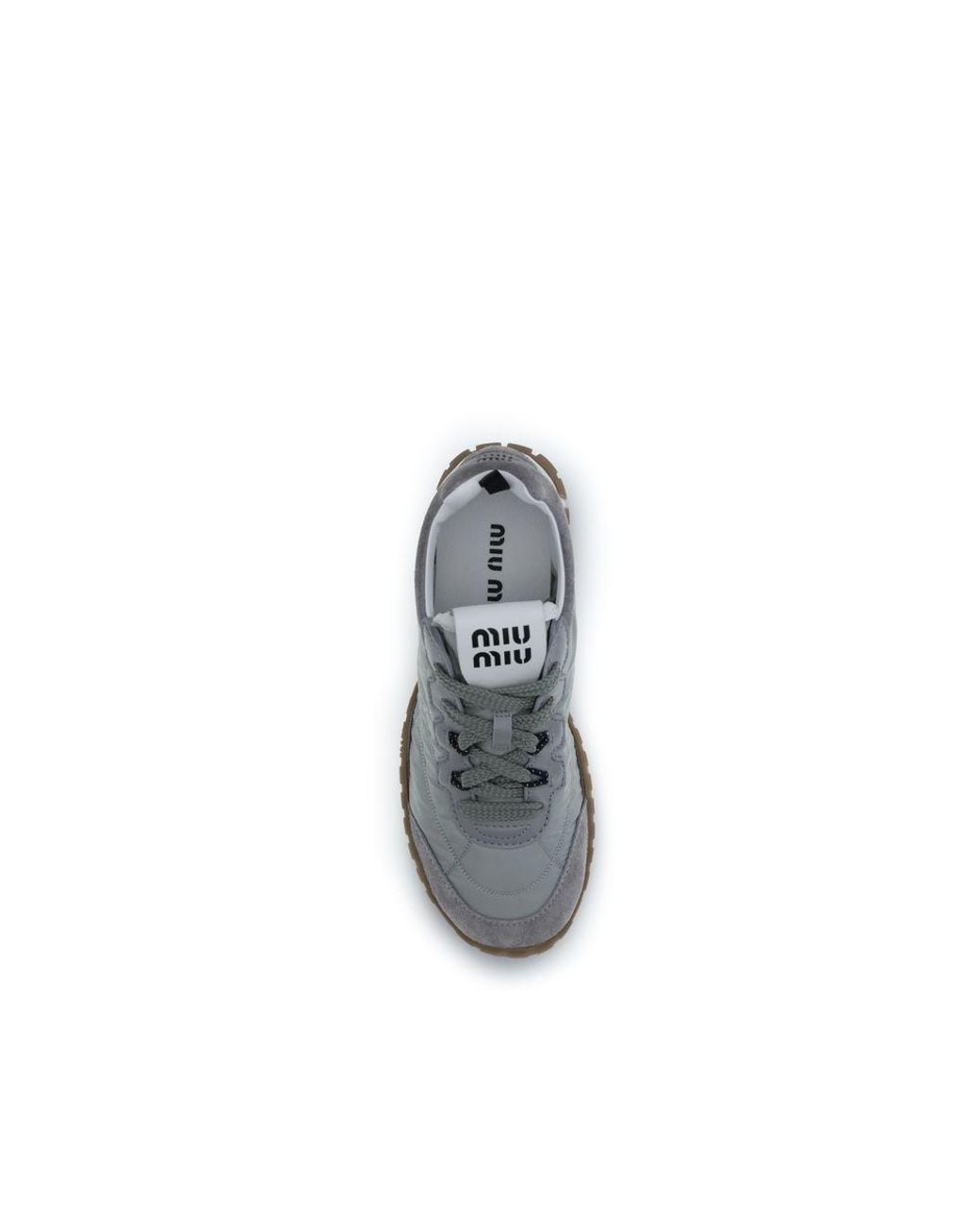 Miu Miu Gray Recycled Polyamide Athletic Sneakers