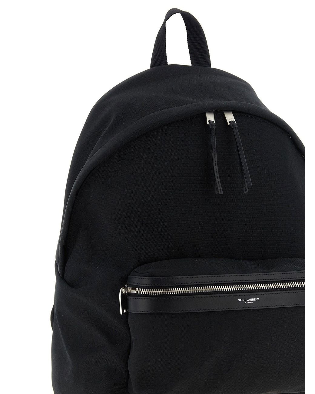 Saint Laurent Black Technical Fabric With Leather Details Backpack