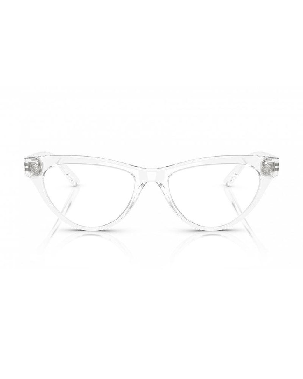 Versace Metallic Eyeglasses Cat Eye Full Rim, Crystal Frame And Clear Demo Lenses Lens Ve3364U148