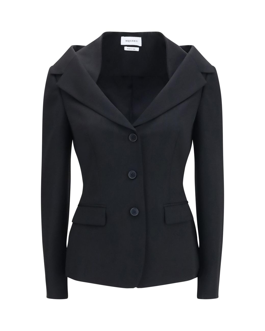 McQueen Blue Jacket Off-Shoulder Merino Wool