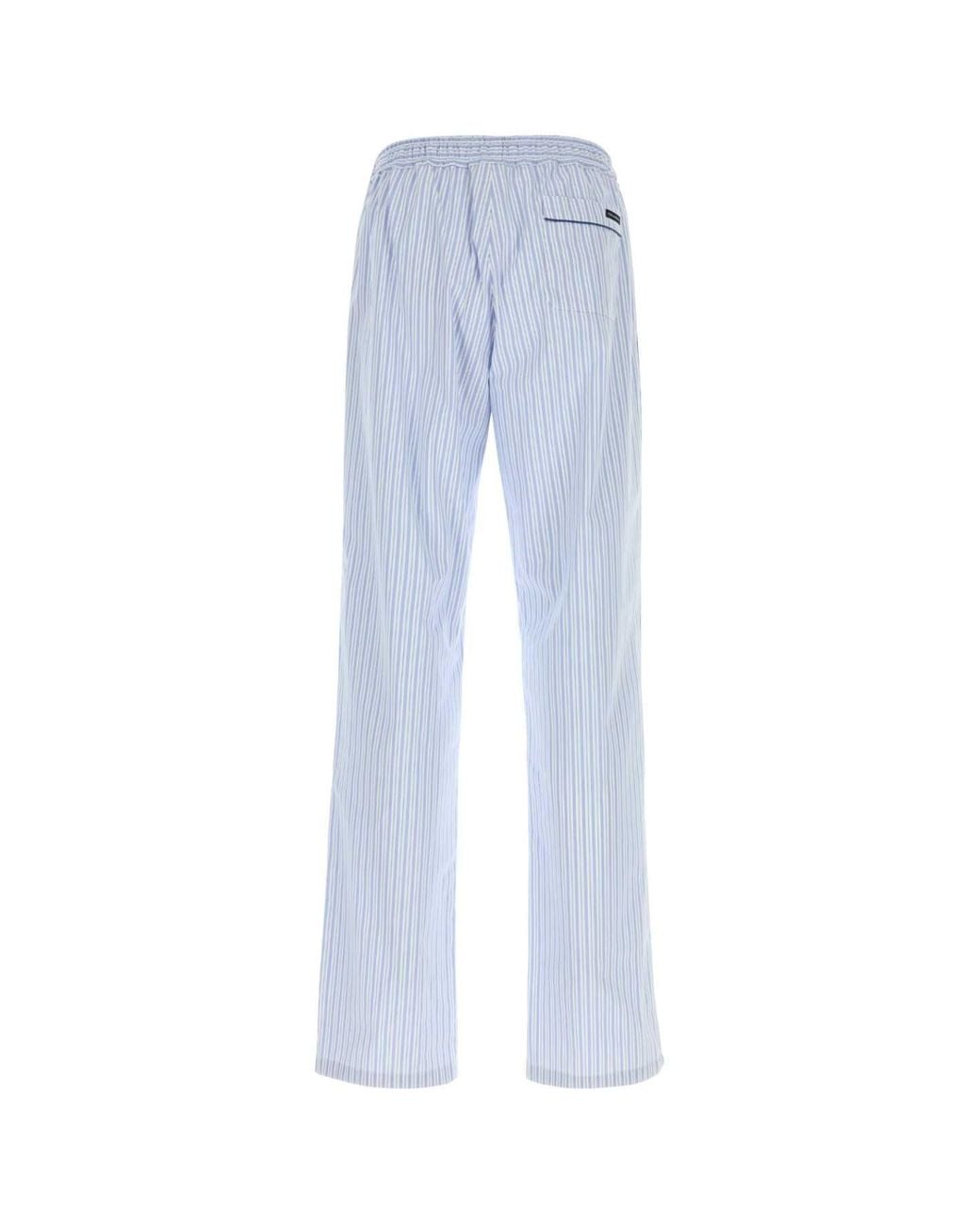 Dolce & Gabbana Blue Dolce & Gabbana Cotton-Silk Striped Trousers for men