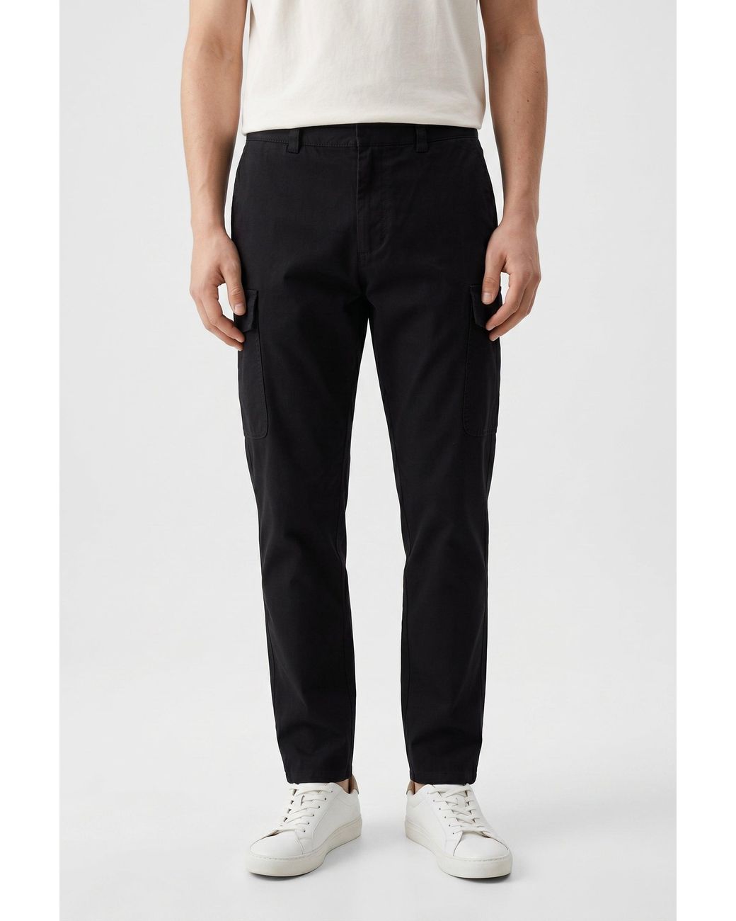 Brunello Cucinelli Black Cotton Cargo Trousers for men