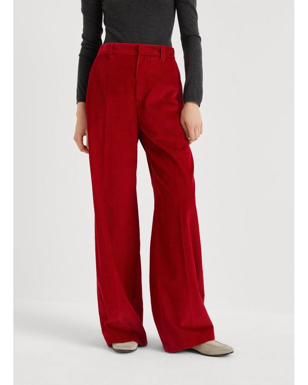 Brunello Cucinelli Red High Rise Trousers