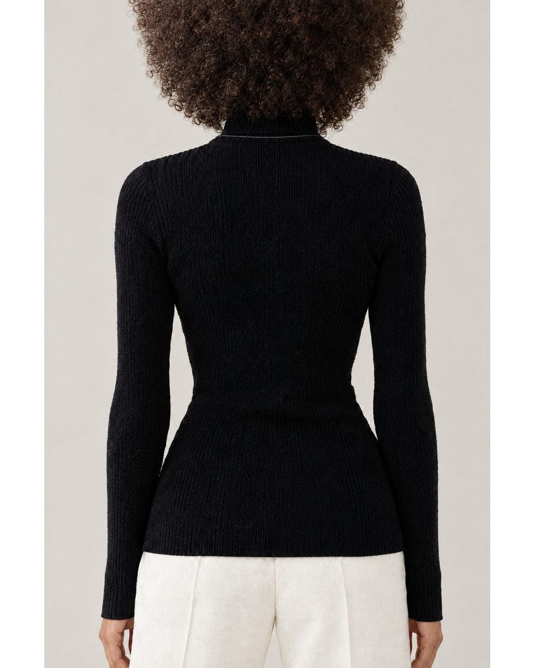Brunello Cucinelli Black Ribbed Wool Turtleneck Sweater Clothing