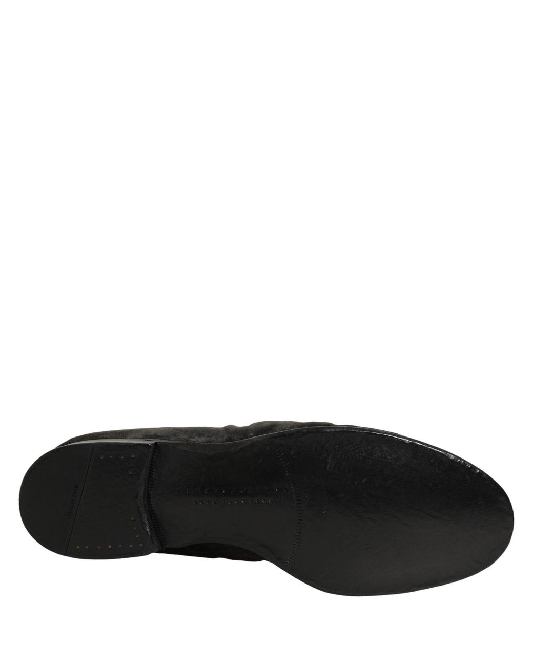 Dolce & Gabbana Black Suede Slip On Slippers Loafers Shoes Leather for men