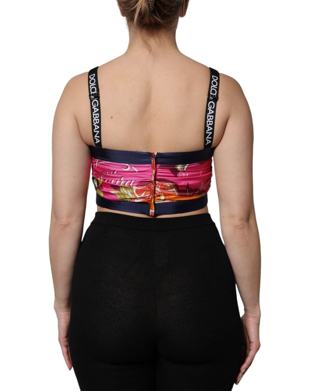 Dolce & Gabbana Pink Silk Cropped Bustier Corset Top