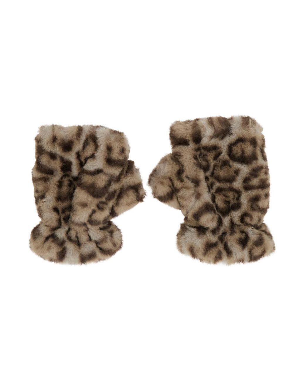 Apparis Brown Fingerless Gloves Ariel Leopard Polyester Hat