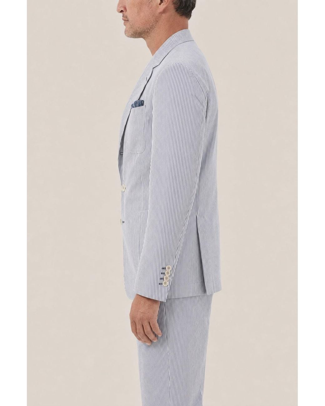 Brunello Cucinelli Blue Striped Blazer Clothing for men