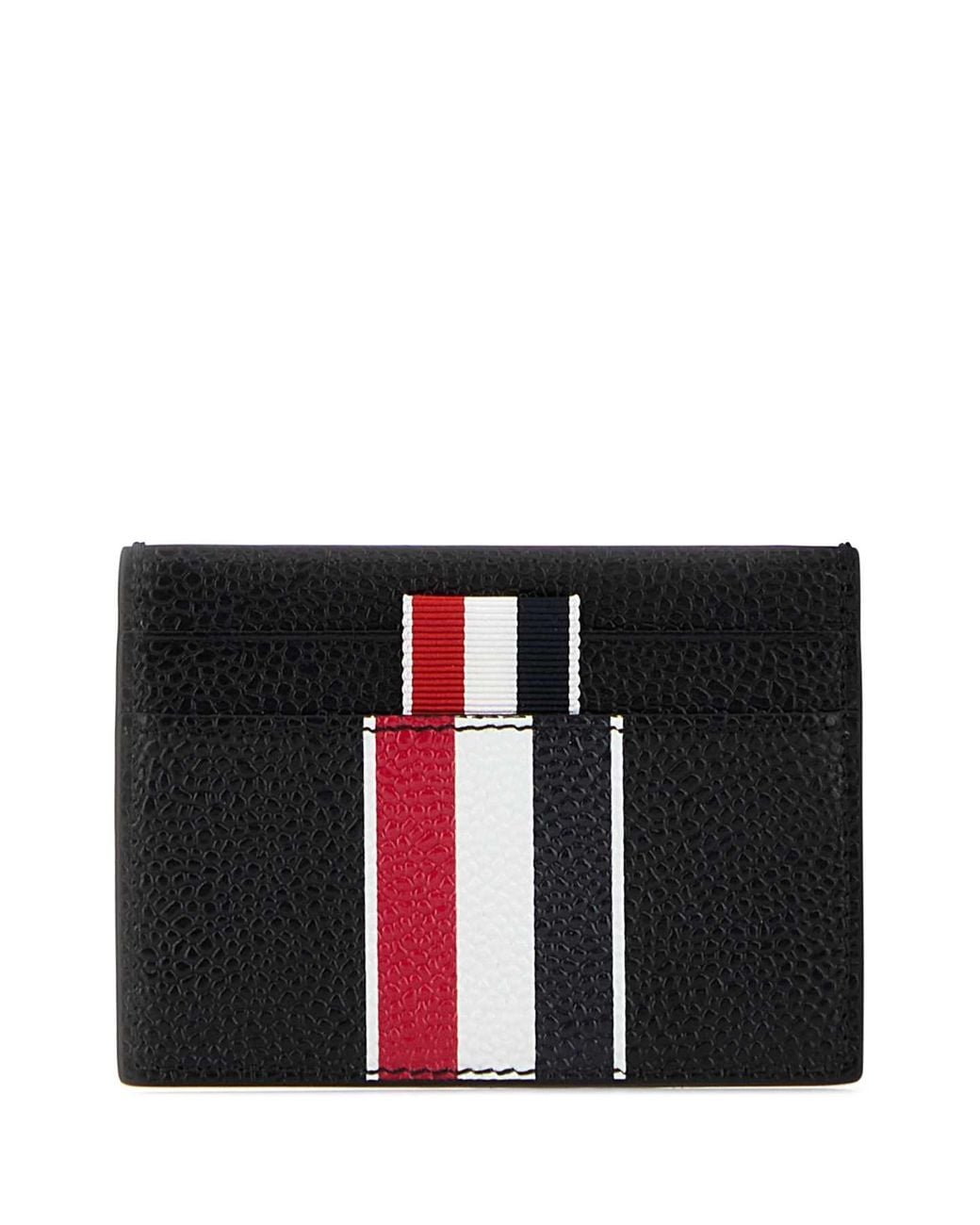 Thom Browne Black Leather Card Holder for men