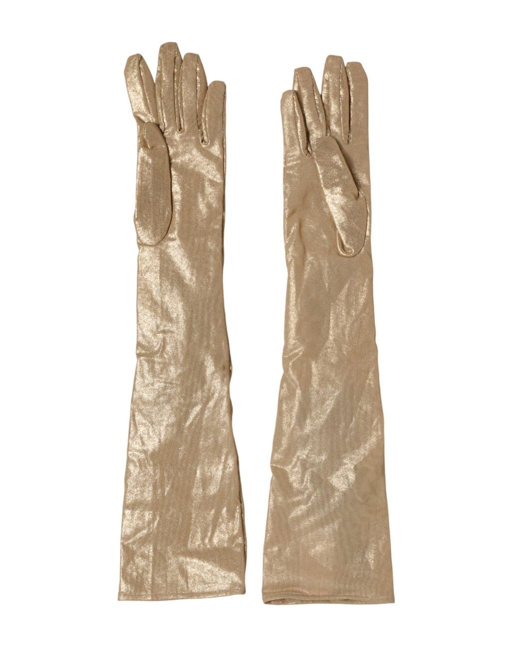 Dolce & Gabbana Natural Satin Crystal Elbow Length Mitten Gloves 02+Pa
