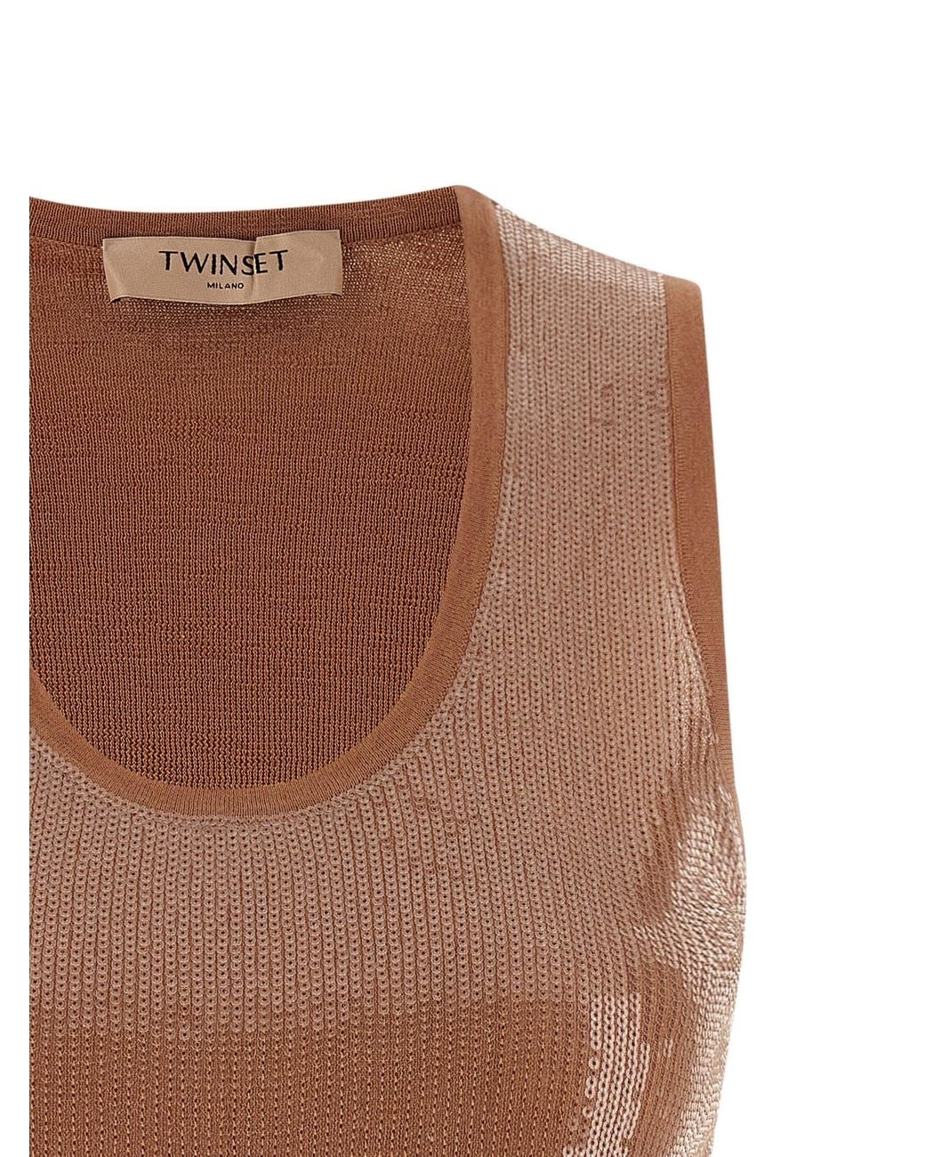 Twinset Brown Sequin Top