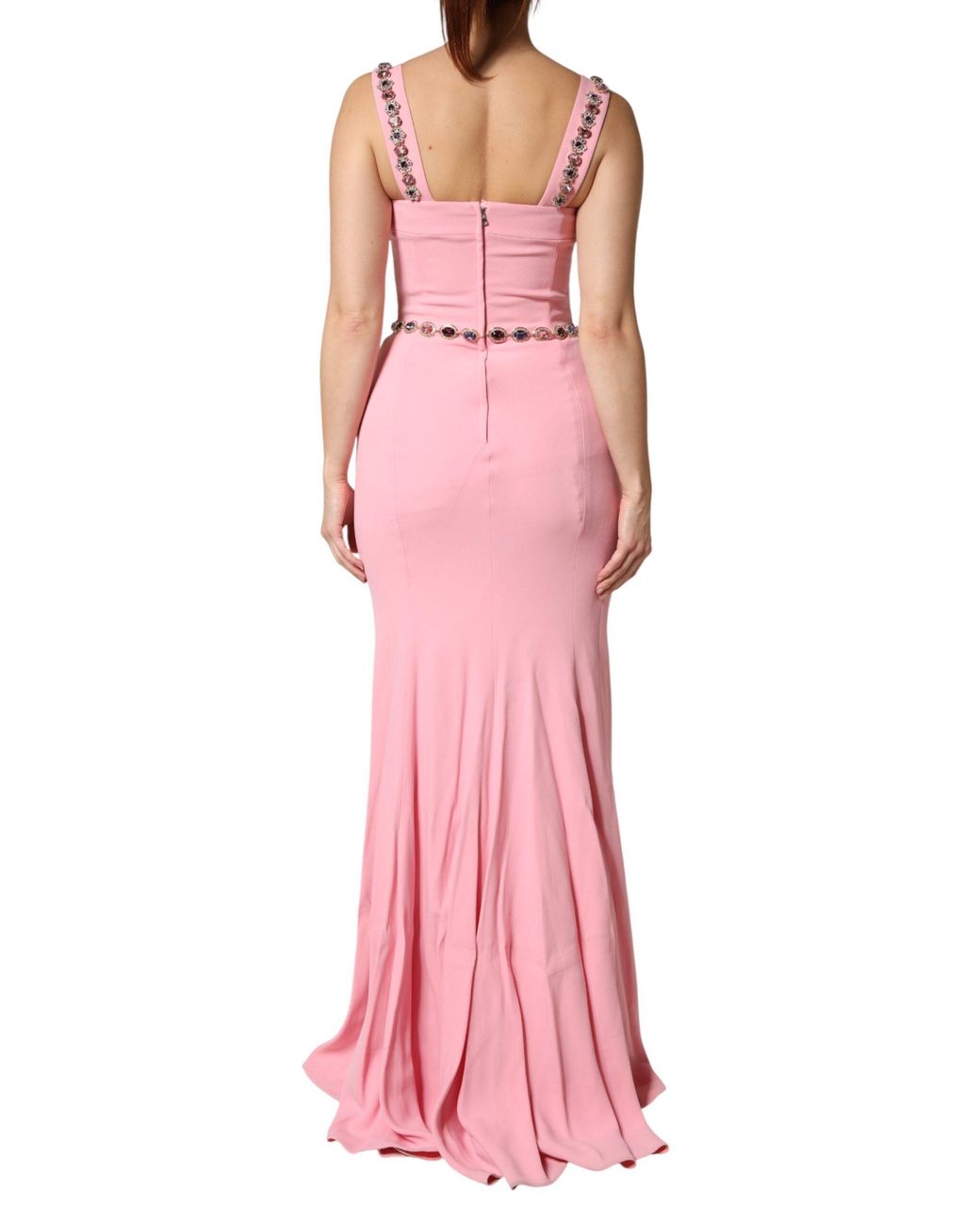 Dolce & Gabbana Pink Embellished Sheath Mermaid Gown Dress 46+03+Vi