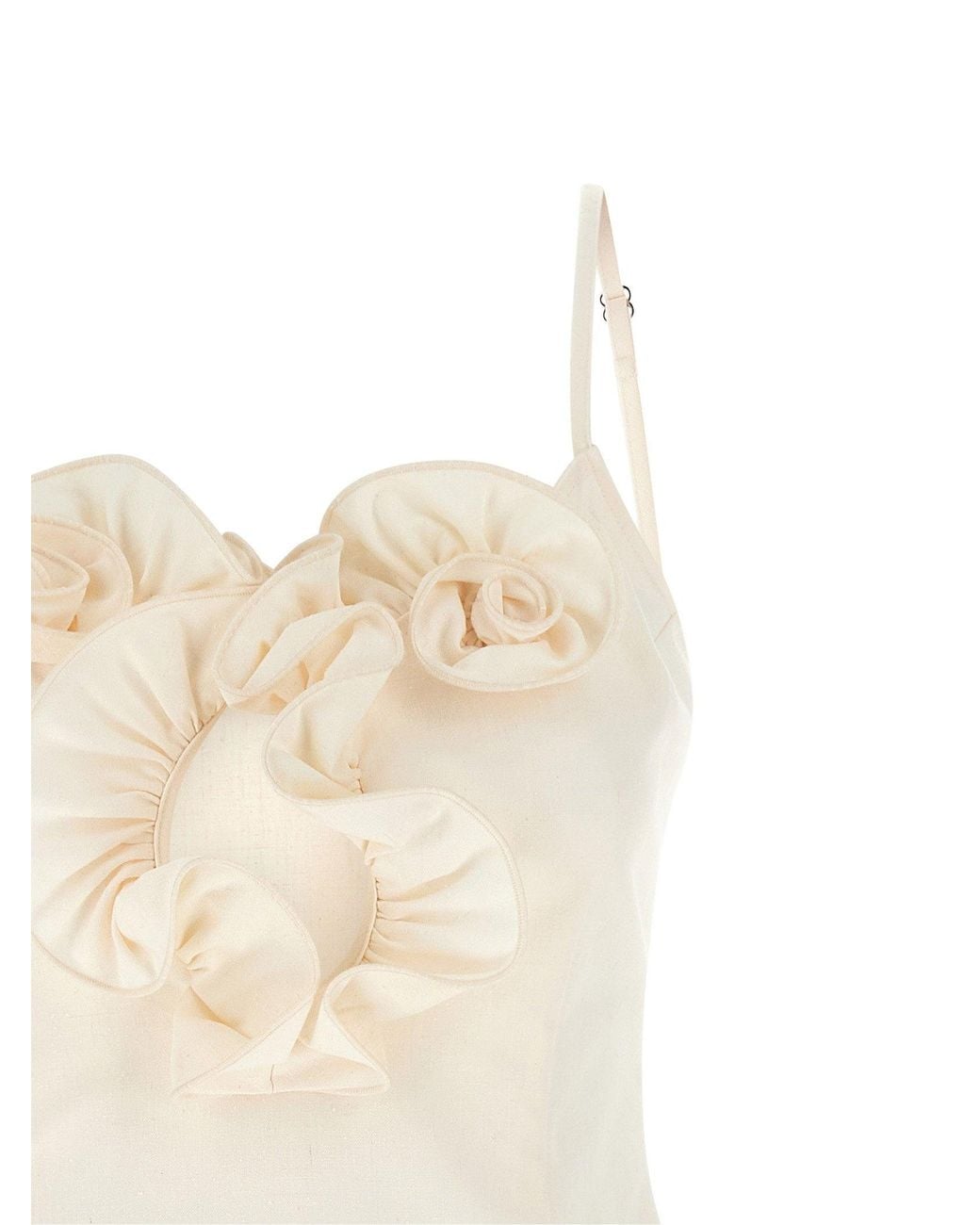 Magda Butrym Natural Three-Dimensional Floral Appliqué Dress