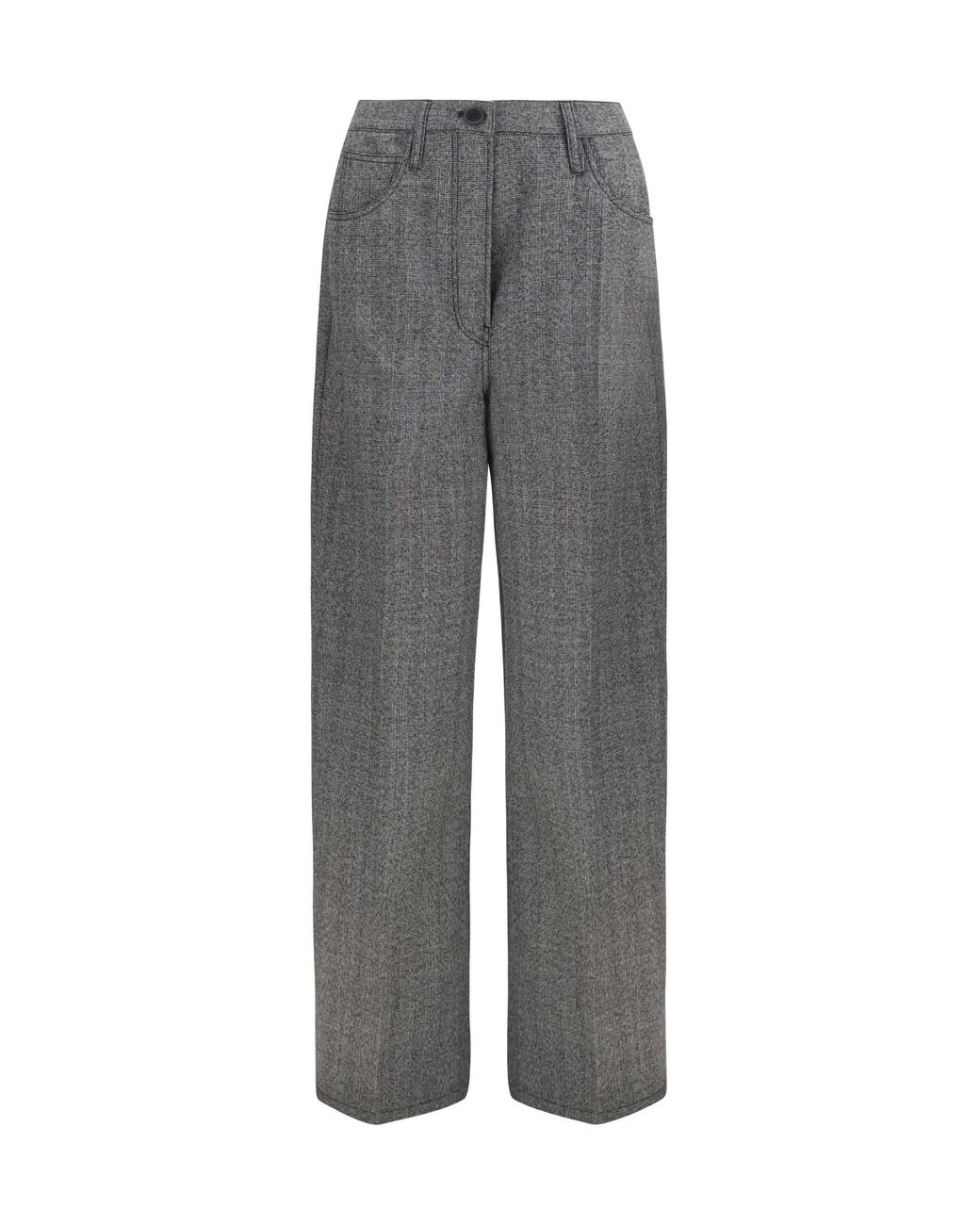 Prada Gray Mouliné Wool Pants Fleece Ovis Aries Trousers