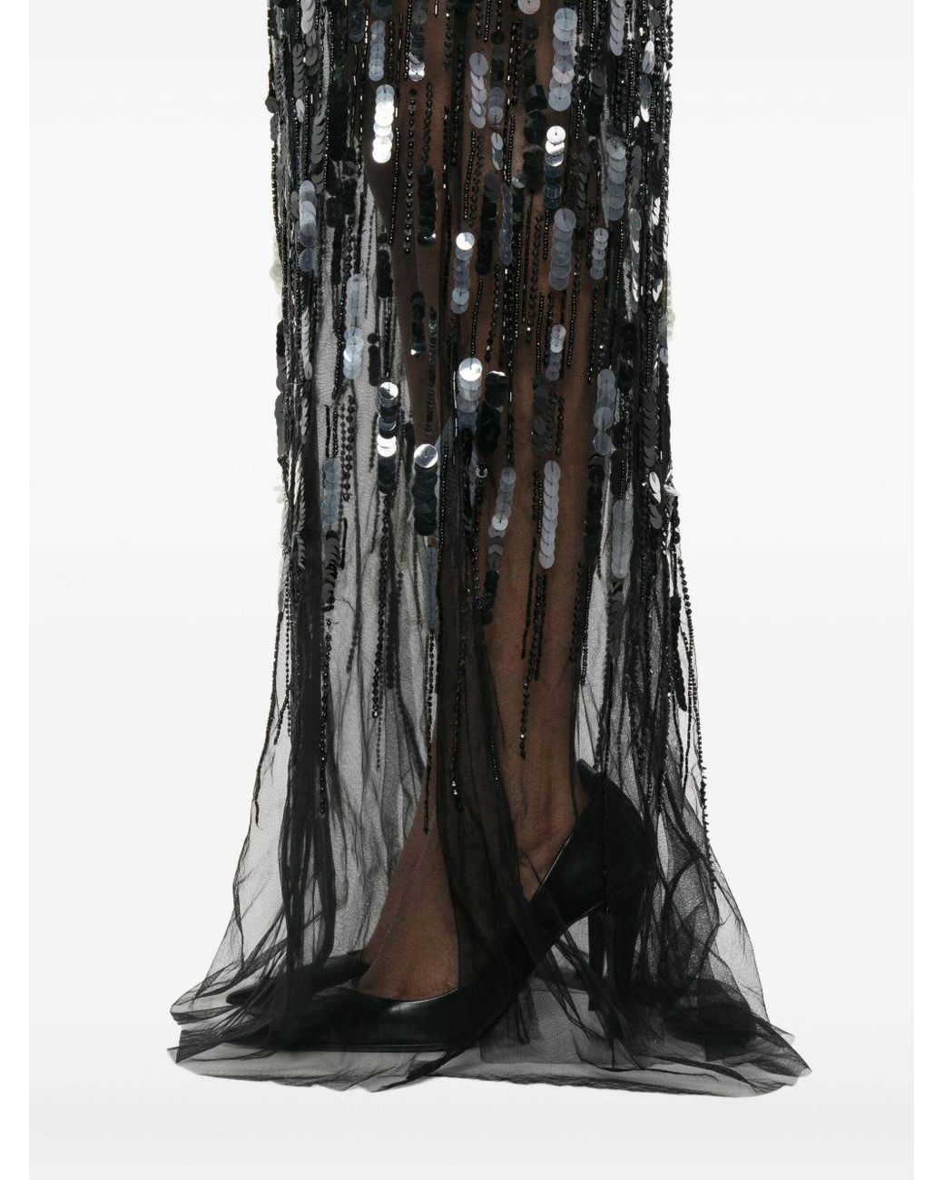 Elisabetta Franchi Black Sequin Embellished Dress