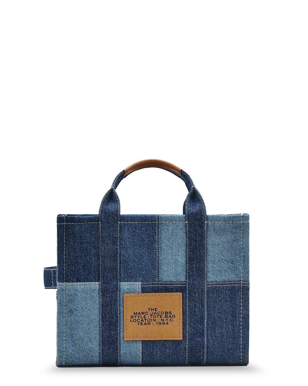 Marc Jacobs Blue The Denim Medium Handbag With Front Logo Print