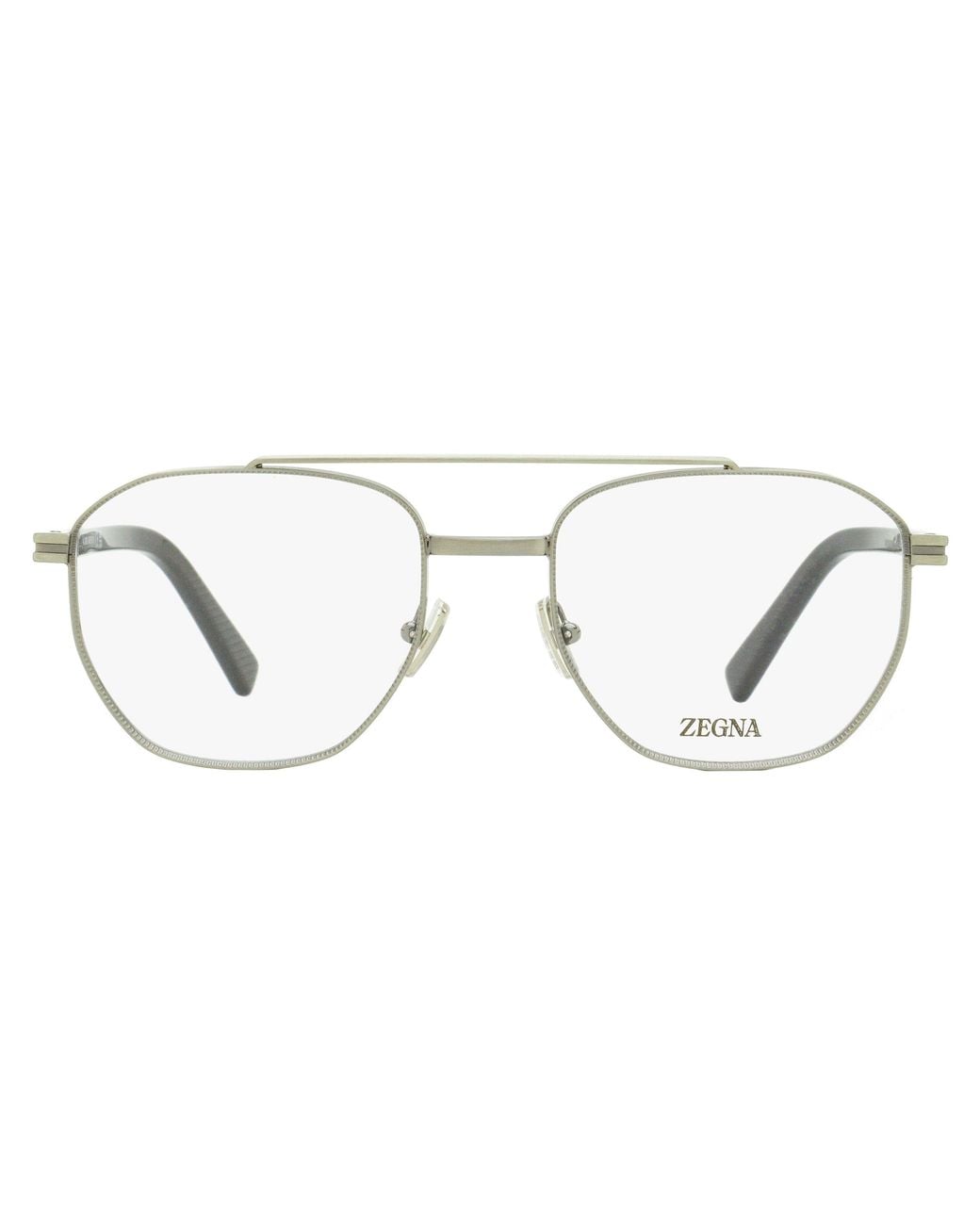 Zegna Black Geometric Pilot Eyeglasses Ez5285 012 53Mm Metal/Plastic (Acetate) for men