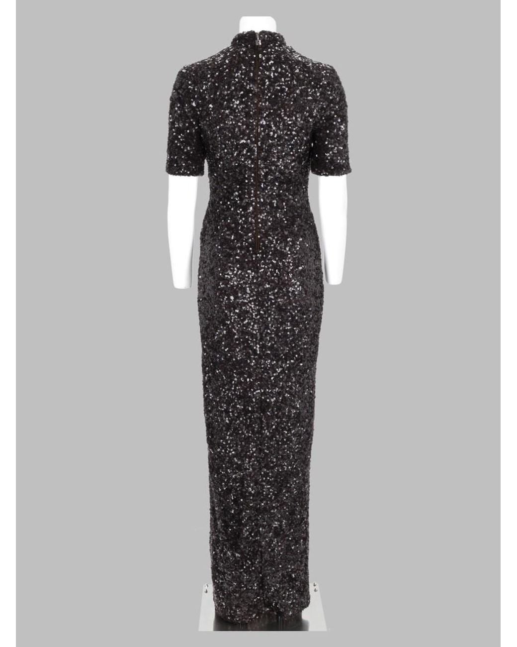 ROTATE BIRGER CHRISTENSEN Brown Sequin Maxi Dress With Slit Recycled Polyester