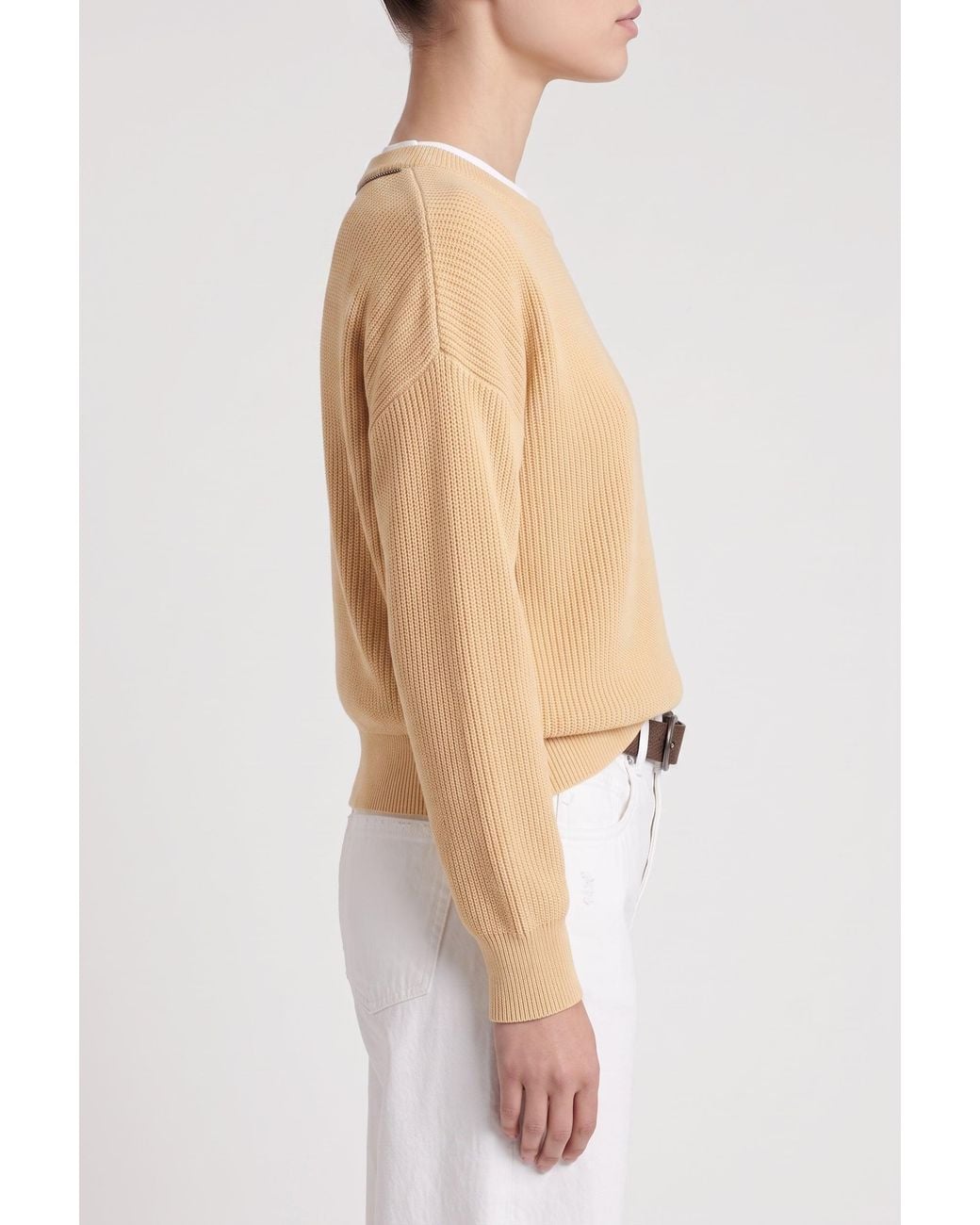 Brunello Cucinelli Natural Light Ribbed Sweater