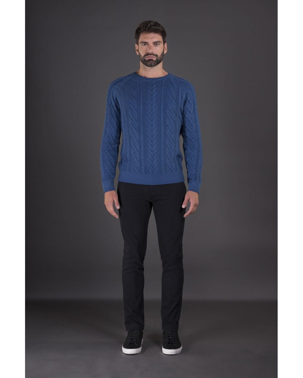 Moorer Blue Cable Knit Sweater Clothing for men