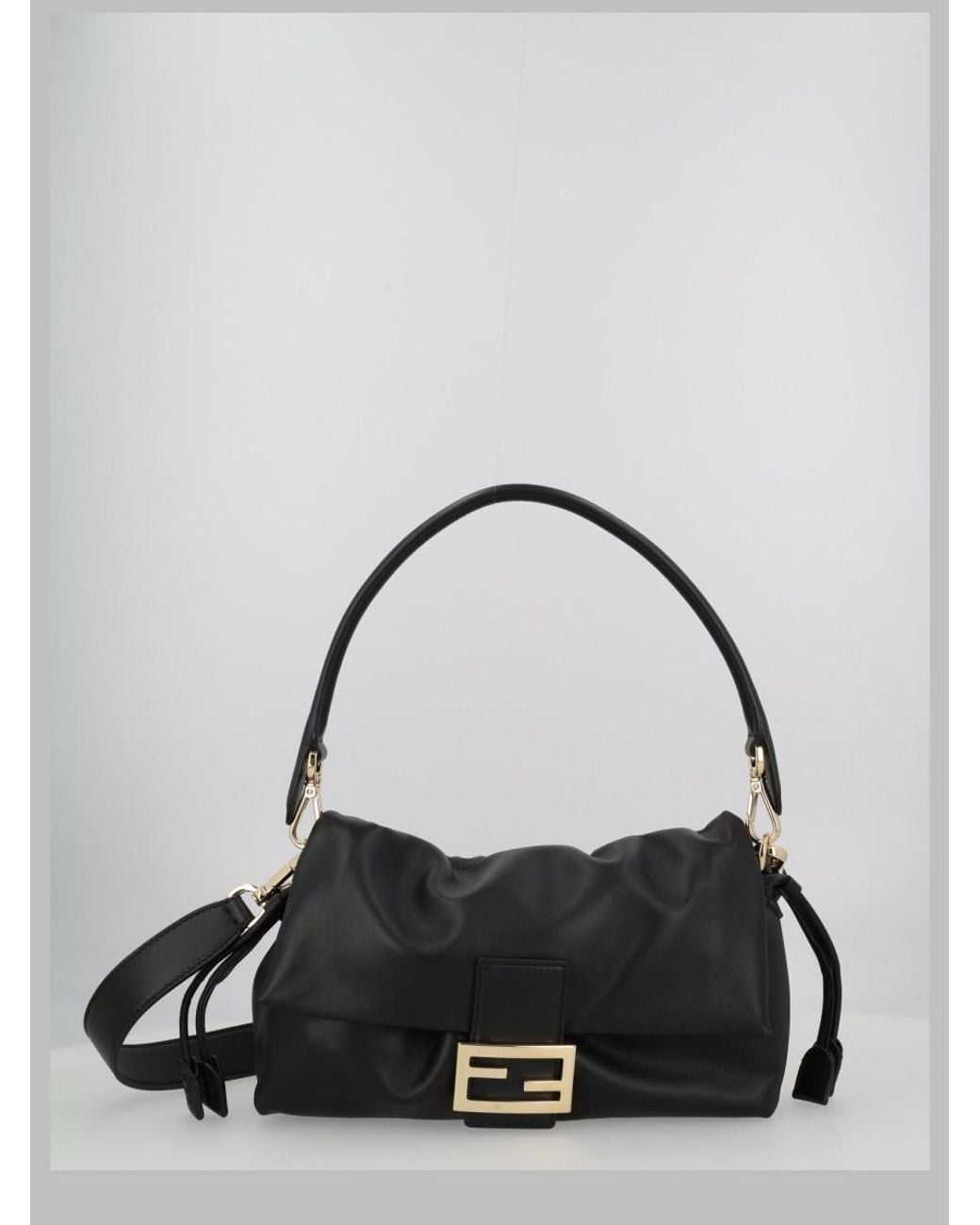 Fendi Black Shoulder Bag Baguette Soft Medium Lamb Leather