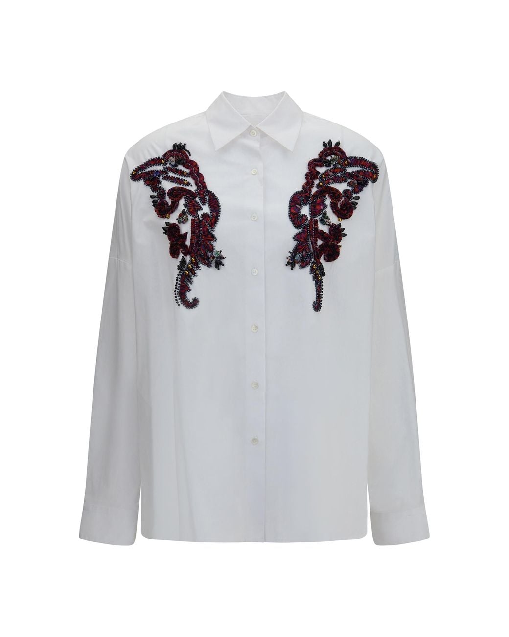 Dries Van Noten White Dries Van Noten Embroidered Bead Detail Shirt