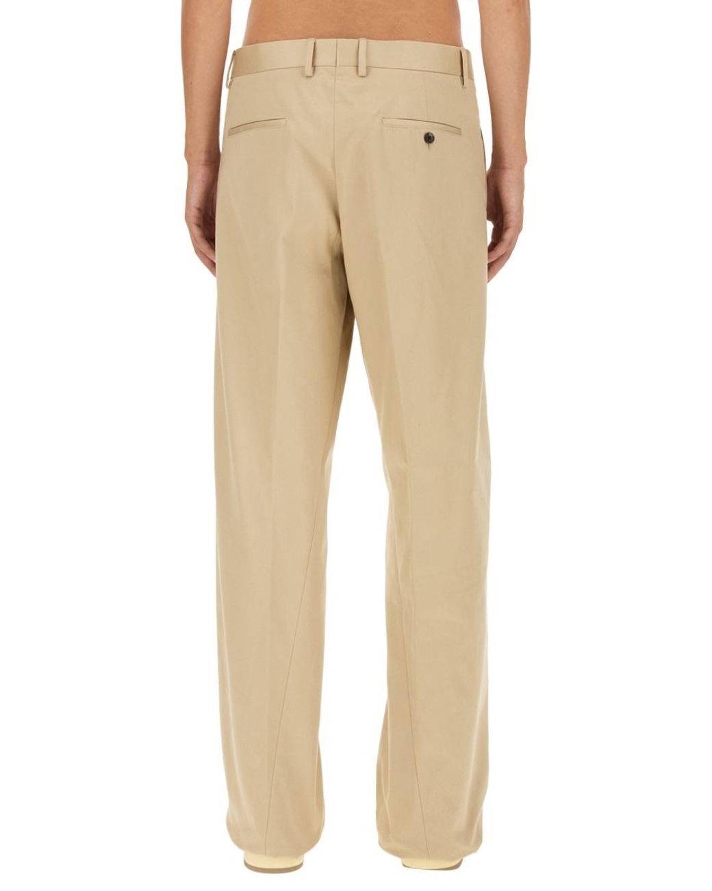 Lanvin Natural Lanvin Twisted Cotton Chino Trousers for men