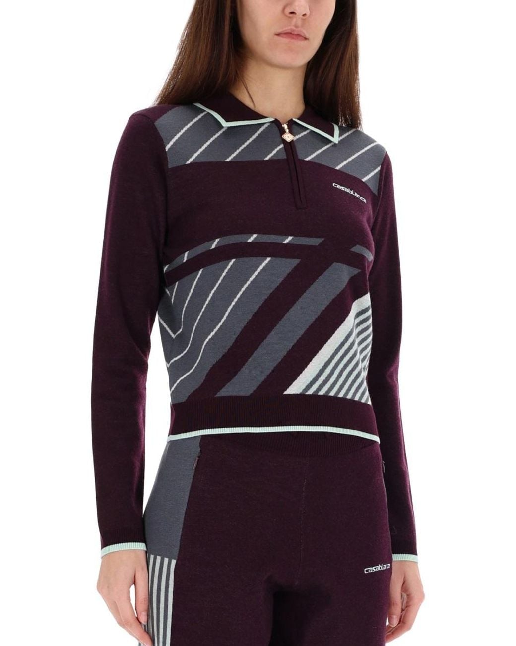 Casablanca Purple Casablanca Diagonal Merino Wool Polo Shirt